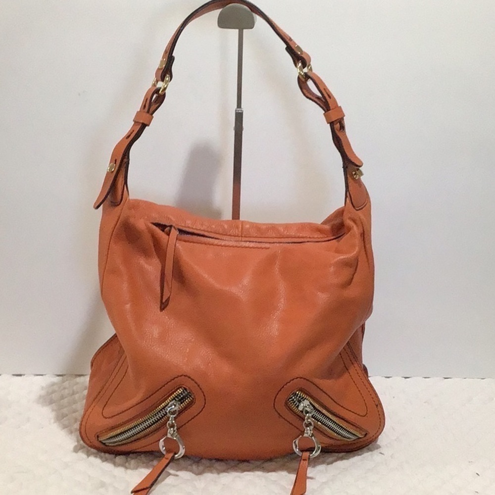 Francisco Biasia Leather shoulder bag gold accessories orange